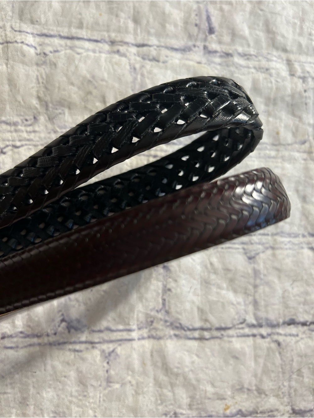 FOSSIL VTG BLACK LEATHER BRAIDED EMBELLISHED BUCKLE & TALBOTS ITALY MADE BELTS L - Picture 14 of 16